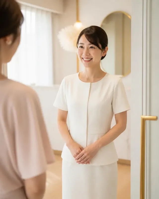 笑顔でお客様を迎えるサロンスタッフ